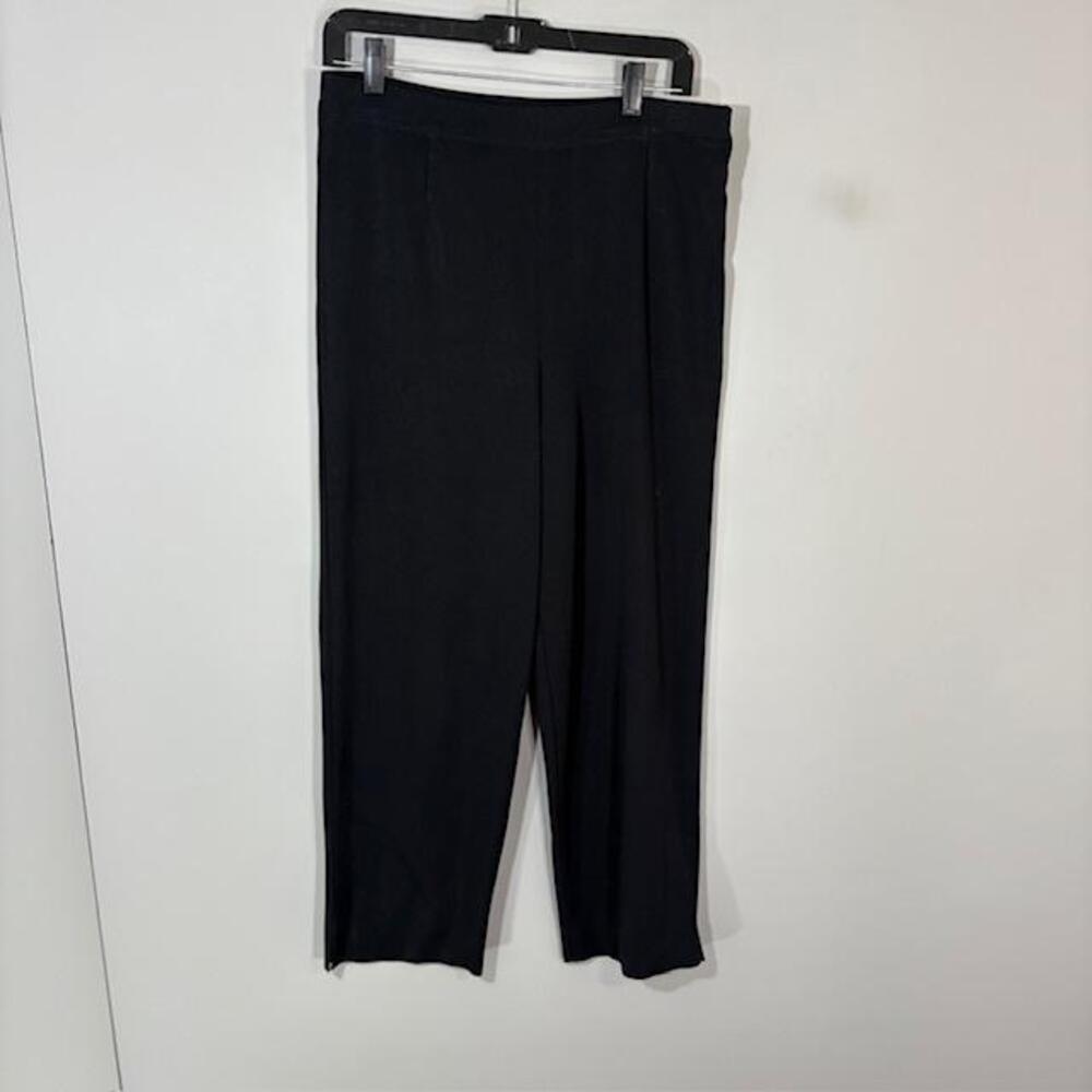 Misook Dress Pants Womens M Black Knit Straight Leg Pull On Stretch Comfort